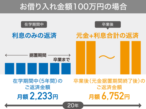 お借入れ金額100万円の場合のシミュレーション