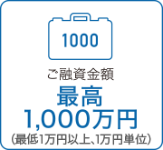 ご融資金額最高1,000万円