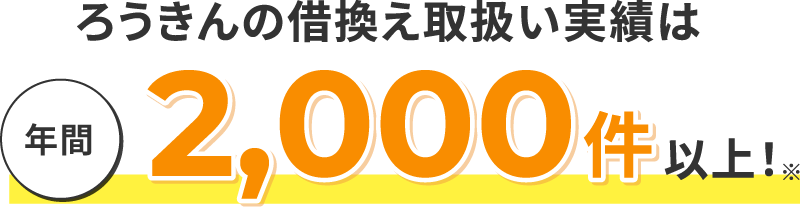 ろうきんの借換え取扱い実績は年間2,000件以上！※