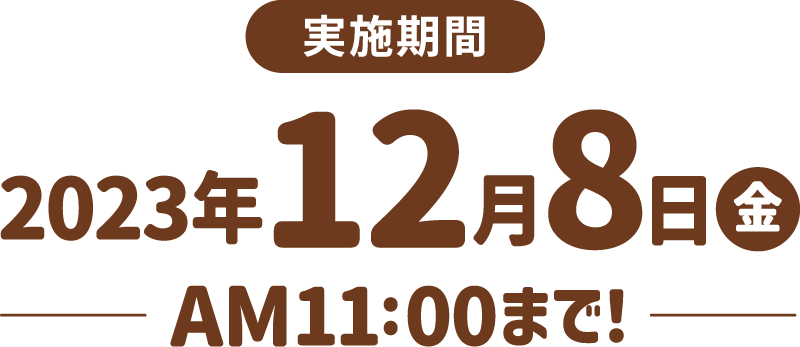【実施期間】2023年12月8日(金)AM11:00まで！